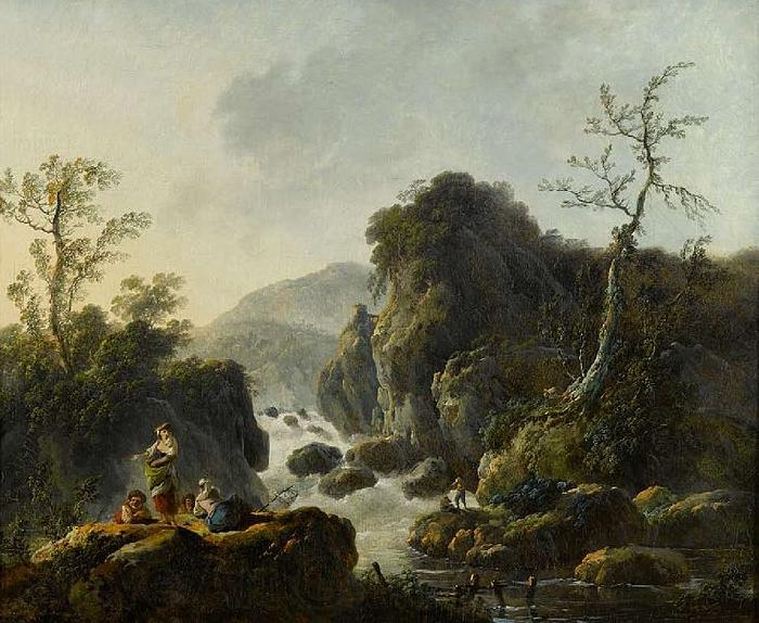 Jean-Baptiste Pillement A Mountainous River Landscape